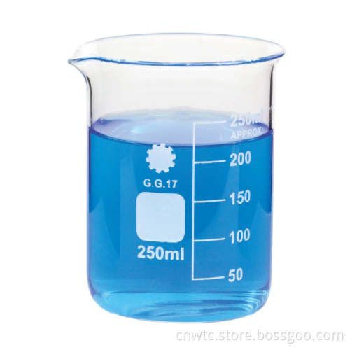 Lab Borosilicate Glassware: Low, Tall Form Glass Beakers with Spouts